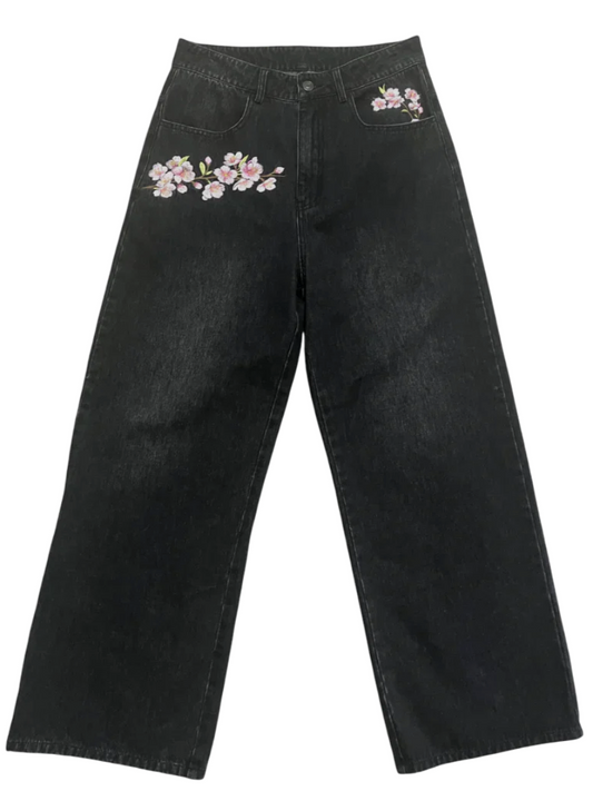 Embroidered Sakura Jeans